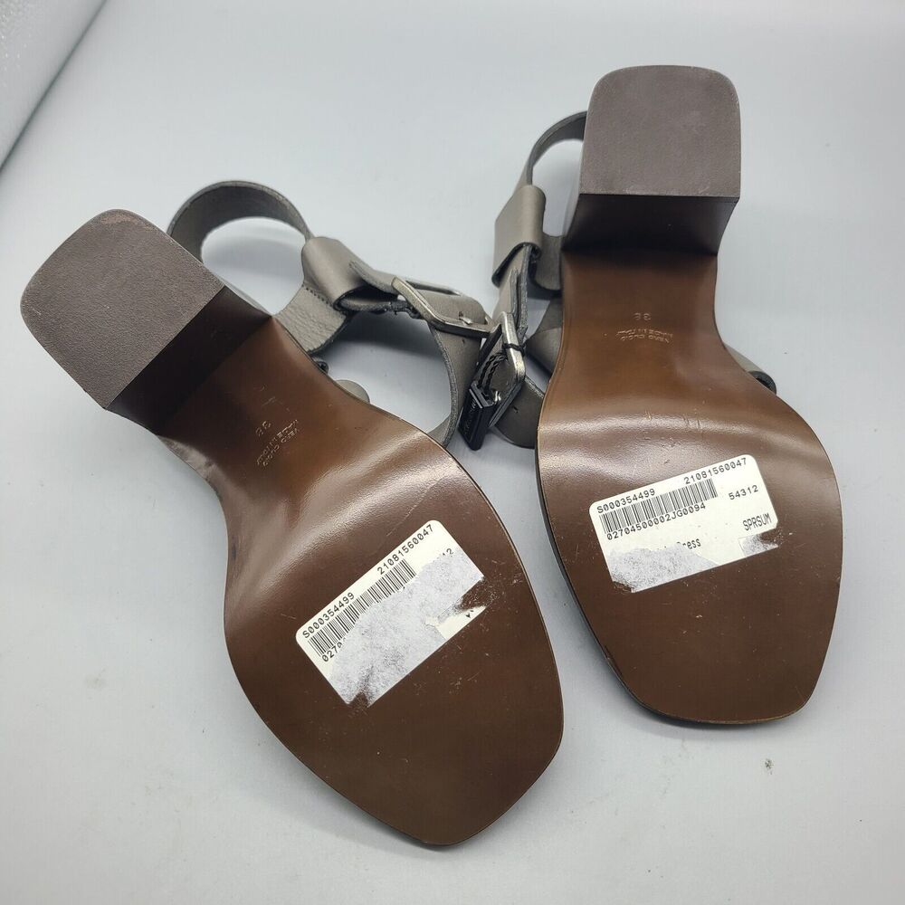 Boemos Italy Sandals Block Heel Dark Gray Leather Square Toe 38/ US 8-8.5 new - Picture 10 of 11
